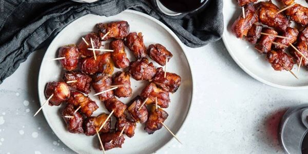 Bacon-Wrapped Pineapple Bites with Sweet & Sour Sauce