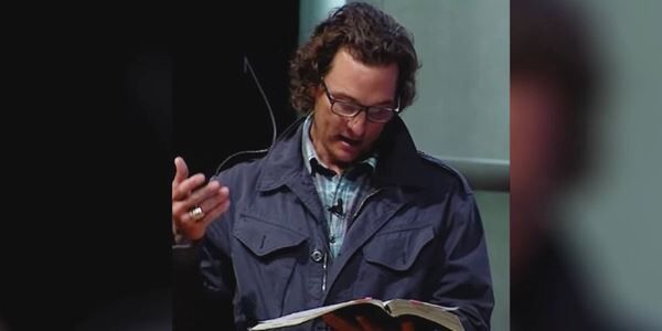 Actor Matthew McConaughey At Church, Steps On Stage To Read From The Bible