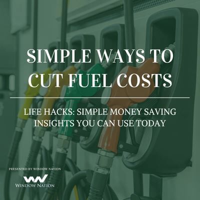 gas pumps with text simple ways to save on fuel costs