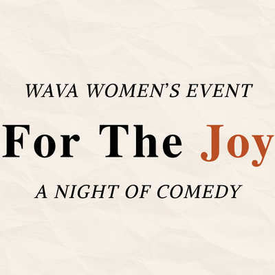For The Joy graphic with Tanya Lewis and an invite for a comedy night