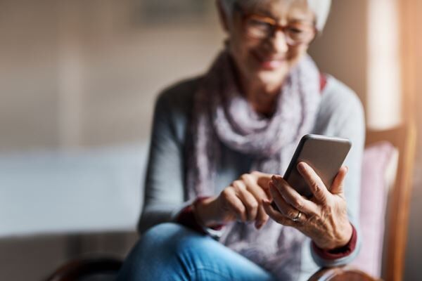 senior woman using phone