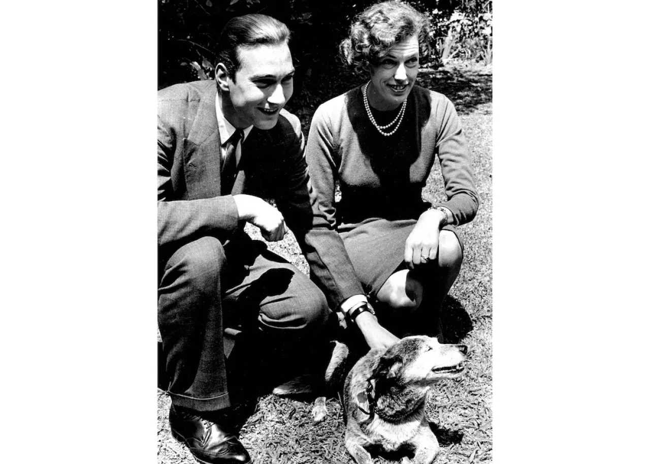 Prince William with Mrs. Phillip Parbury and the Parbury's dog 