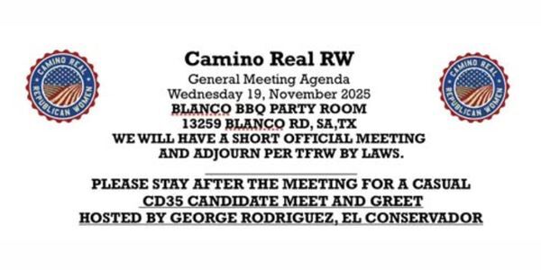 Camino Real Republican Women November Meeting & Meet & Greet