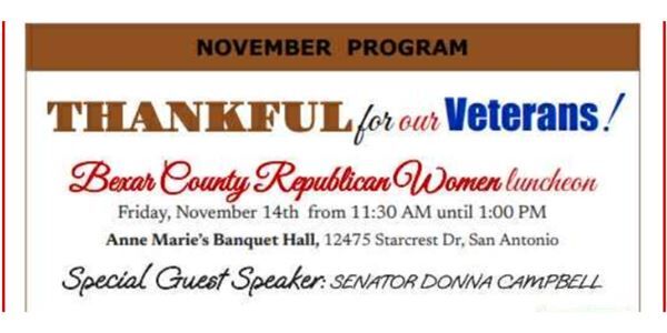 Bexar County Republican Women November Luncheon