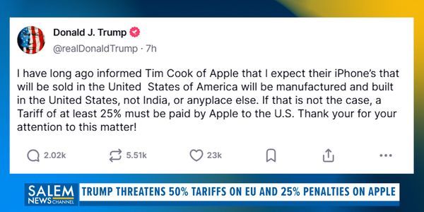 Trump threatens 50% tariffs on EU and 25% penalties on smartphones not made in America
