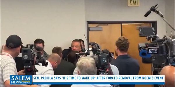 Sen. Padilla Says 'It's Time To Wake Up' After Forced Removal From Noem's Event