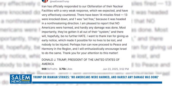 Trump says "No Americans were harmed, and hardly any damage was done" From Iranian strikes