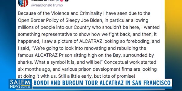 Trump administration's Bondi and Burgum tour Alcatraz