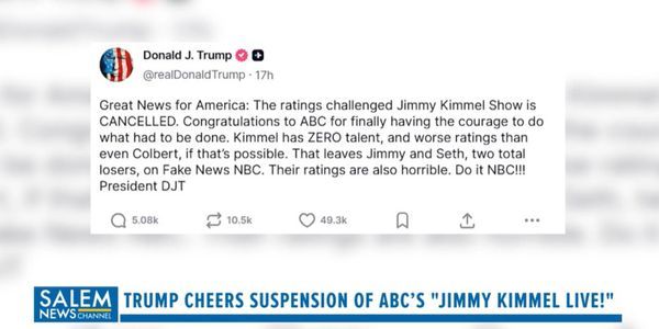 Trump Cheers Suspension Of ABC's "Jimmy Kimmel Live!"