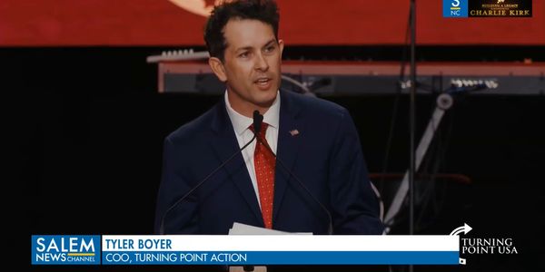 COO of Turning Point Action Tyler Boyer Speaks at Charlie Kirk's Memorial Service