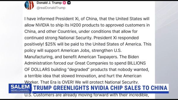 Trump approves sale of Nvidia computer chips to China