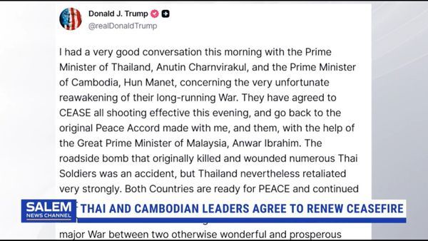 Trump: Thai and Cambodian leaders agree to ceasefire