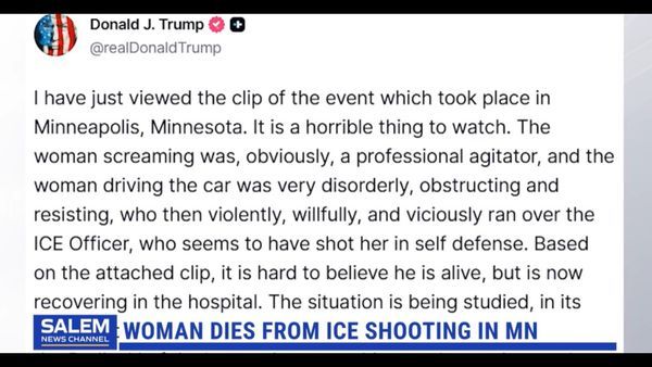 Trump says ICE agent acted in 'self defense'