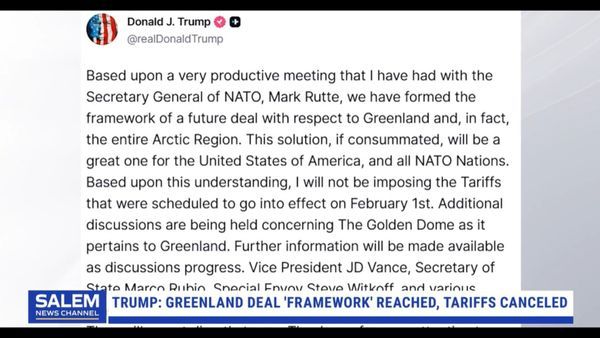 Trump reaches Greenland deal 'framework' and cancels tariff threat
