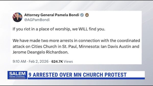 AG Bondi Announces 2 More Arrests In St. Paul Church Protest