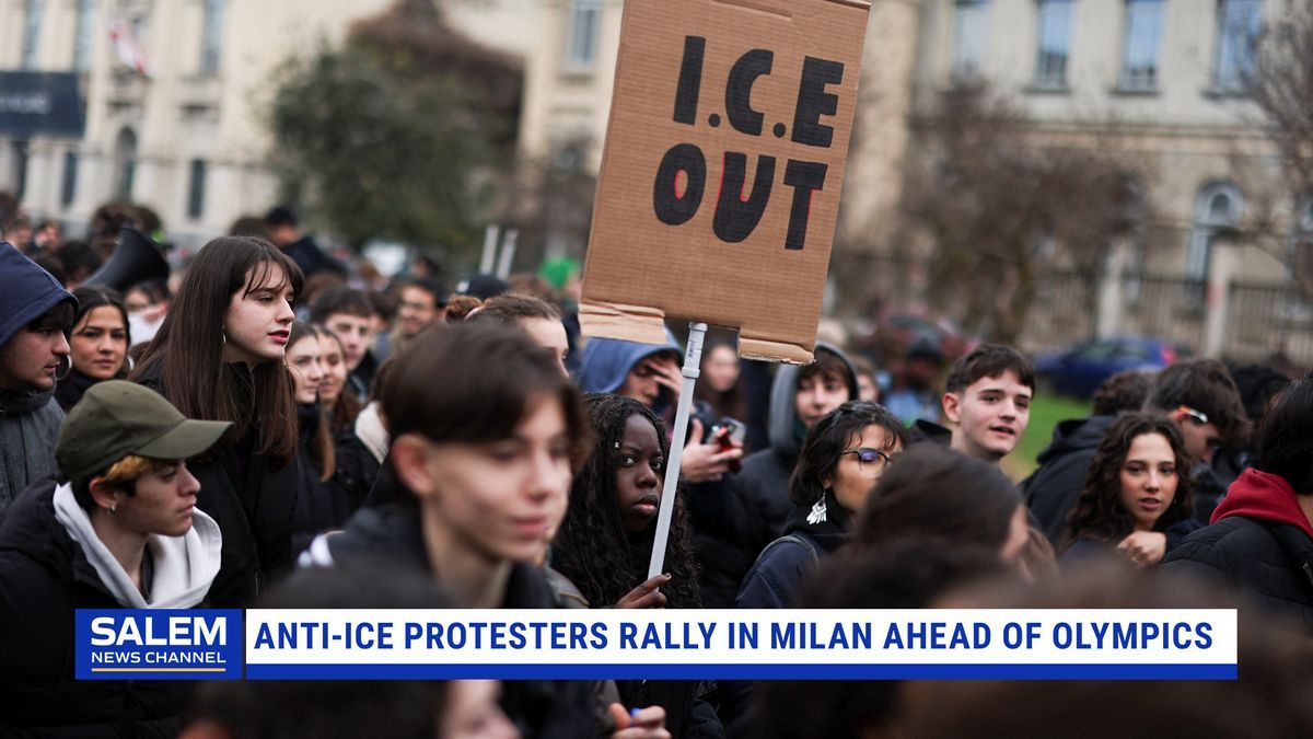Anti-ICE protesters rally in Milan at Olympics