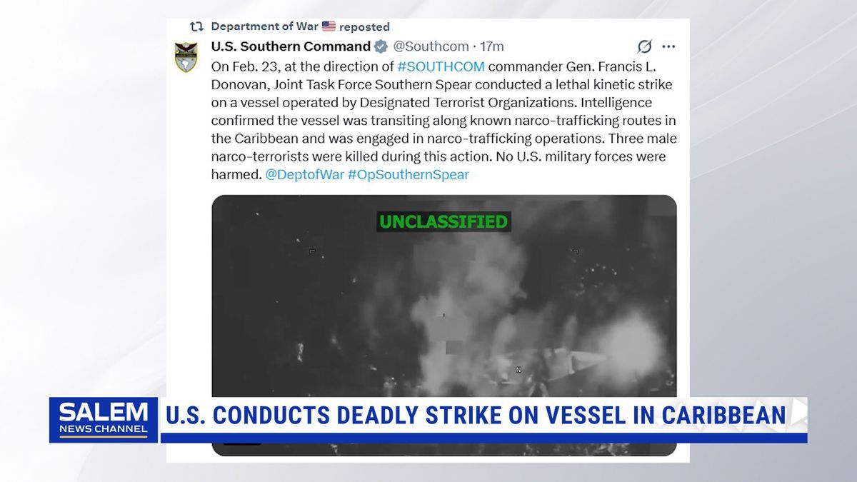 US strikes alleged drug boat in Caribbean, killing 3 men