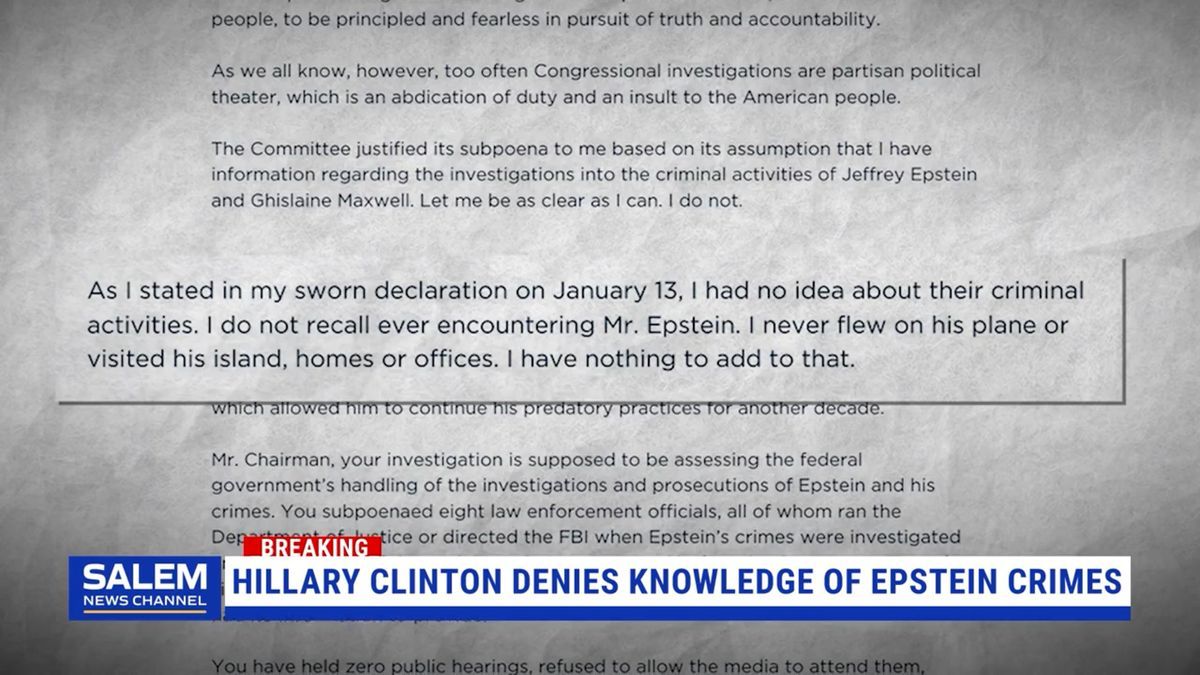 Hillary Clinton denies knowledge of Epstein crimes
