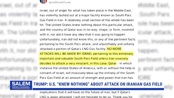 Trump: US 'knew nothing' about Israeli attack on Iranian gas field