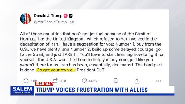 Trump Voices Frustration With Allies Over Iran War