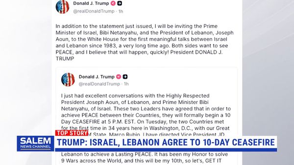 Trump Says Israel, Lebanon Agree To 10-Day Ceasefire
