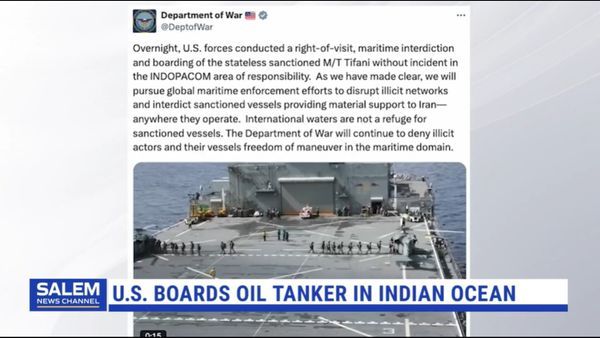 U.S. Forces Board Sanctioned Oil Tanker In Indian Ocean