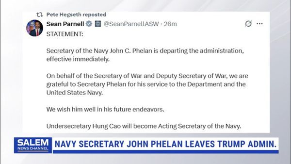 Pentagon Says Navy Secretary John Phelan Is Leaving