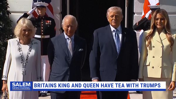 Britain’s king and queen have tea with Trumps