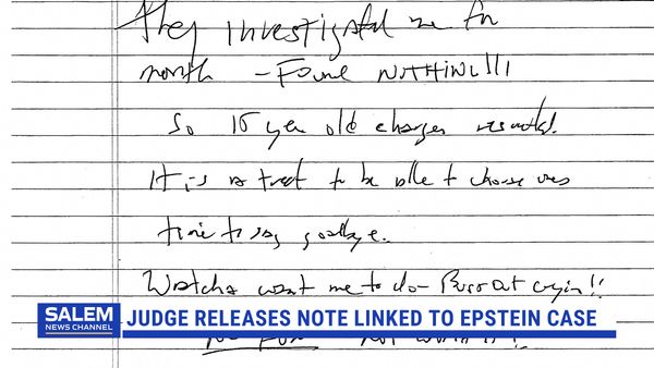 Judge Releases Note Linked To Epstein Case