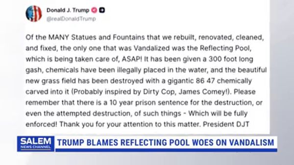 Trump Blames Reflecting Pool Woes On Vandalism