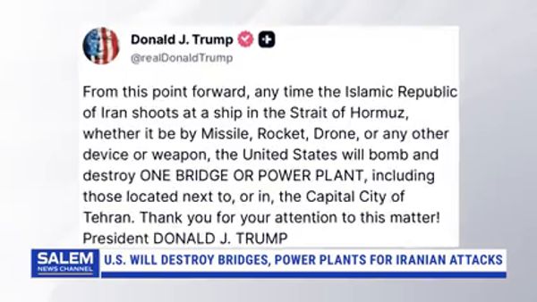 Trump: U.S. Will Destroy A Bridge Or Power Plant For Each Iranian Attack In Strait Of Hormuz