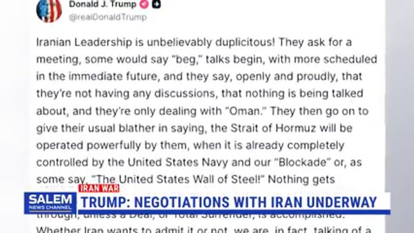 Trump Calls Iran Duplicitous, Claims Talks Are Underway