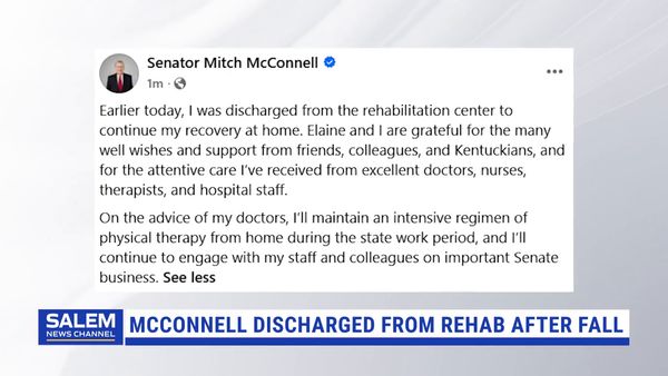 Sen. McConnell Says He Has Been Released From Rehab Center After Fall