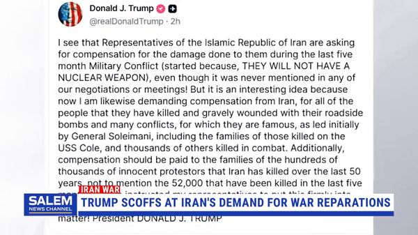 Trump Scoffs At Iran's Demand For War Reparations