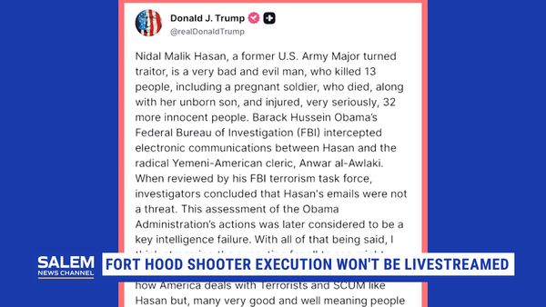 Trump Says Hasan's Execution Won't Be Livestreamed