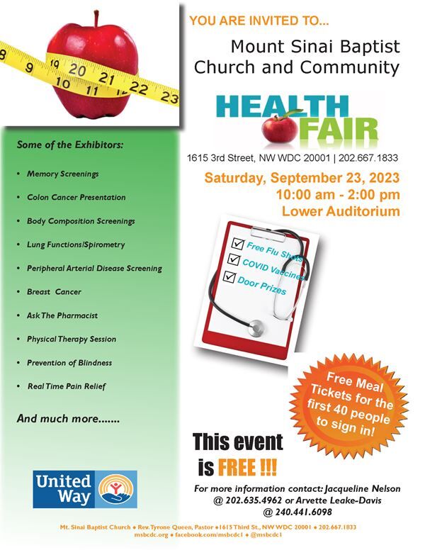 Mt. Sinai Baptist Church and Community Health Fair