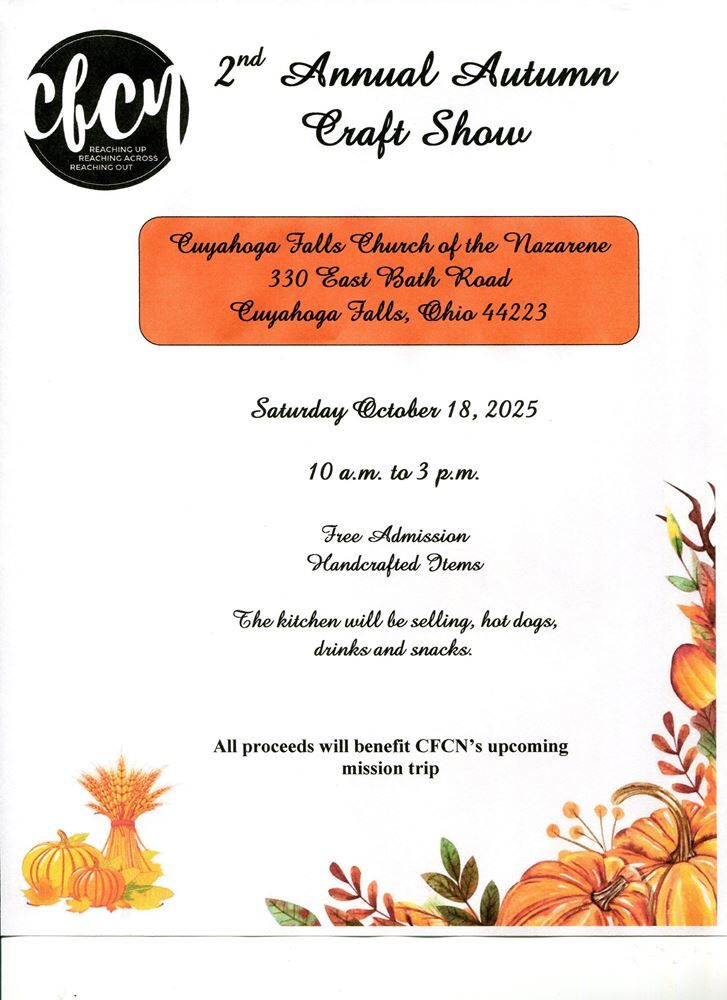 Cuyahoga Falls Church of the Nazarene 2nd Annual Autumn Craft Show