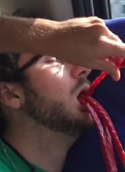 PRANK: The old "Twizzlers in the Mouth trick!