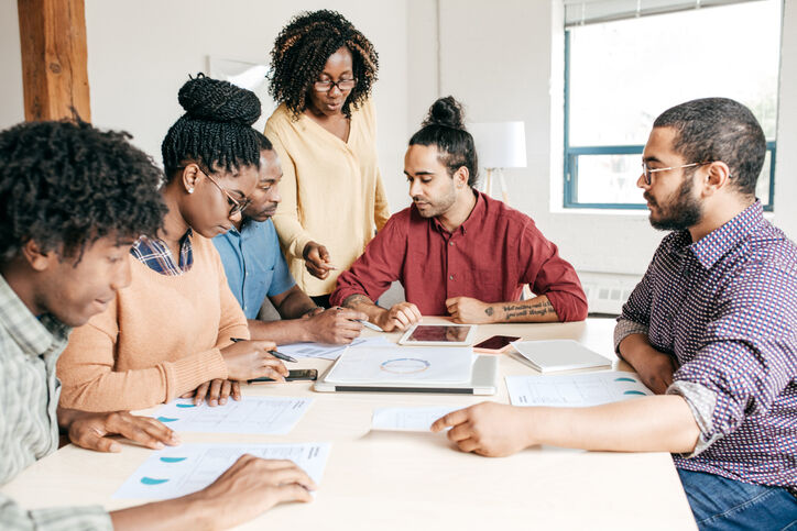 digital marketers planning in a board room