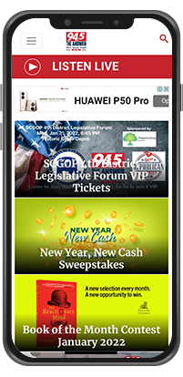 A mobile device featuring a Greenville radio website