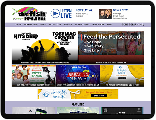 A tablet featuring a Portland radio website