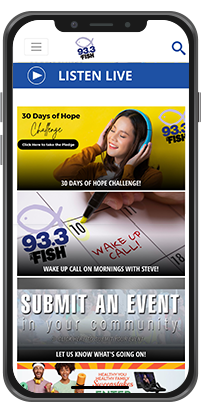 A mobile device featuring a Little Rock radio website