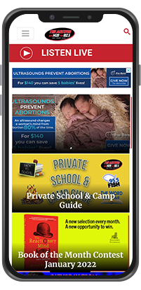A mobile device featuring a Cleveland radio website