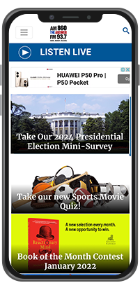 A mobile device featuring a Tampa radio website