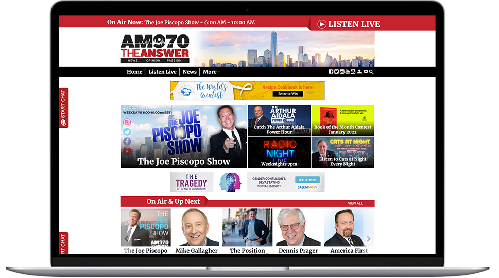 A laptop featuring a New York radio website