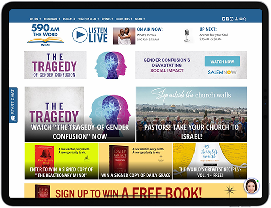 A tablet featuring a Boston radio website