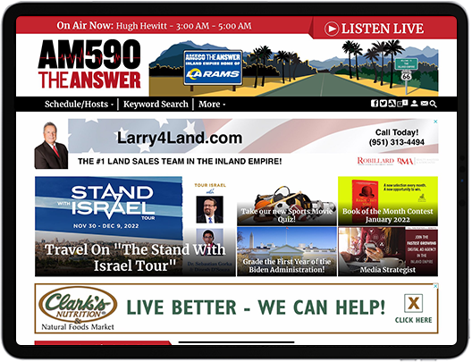 A tablet featuring a Inland Empire radio website