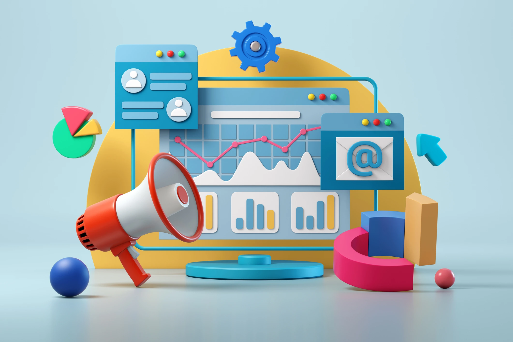 digital marketing elements illustration