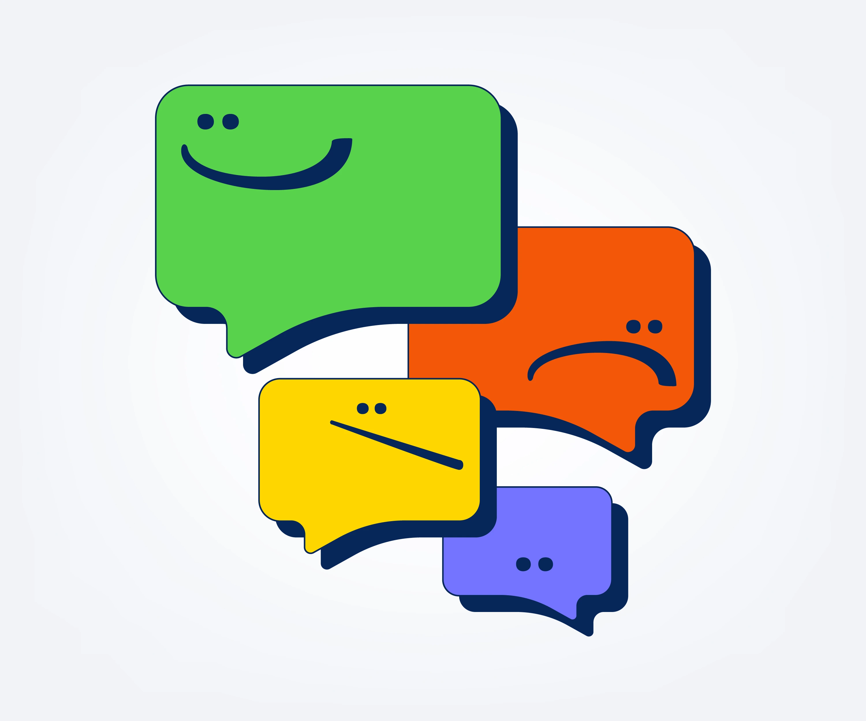 Message bubbles for positive and negative reviews in Google colors