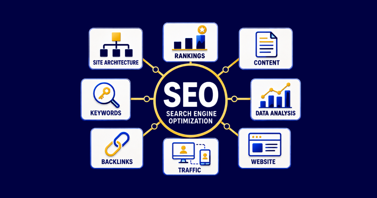 Search engine optimization concept diagram